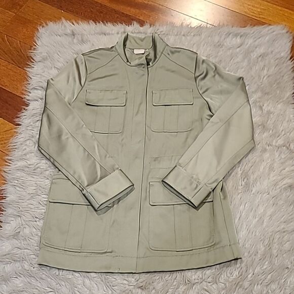 Chicos womens light sage green rayon sinched waist jacket size small - Picture 1 of 9